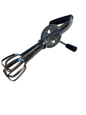 Vintage Hand Crank Egg Beater Rotary Mixer Black Handles Kitchen Tool